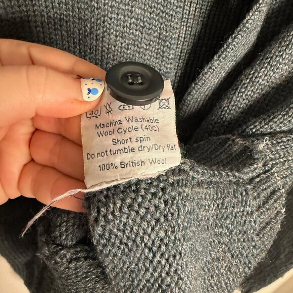 Woolovers Men's Small Blue Cardigan Sweater Button Up Ribbed Knit Fall Cozy - Picture 5 of 6
